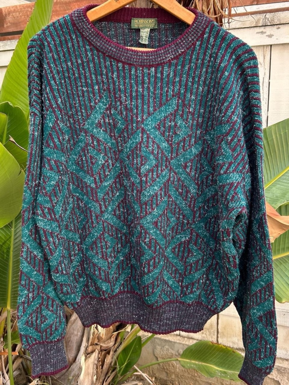 Vintage 90s Robinson’s Private Stock Italy Wool Knit Sweater L 24.5x24